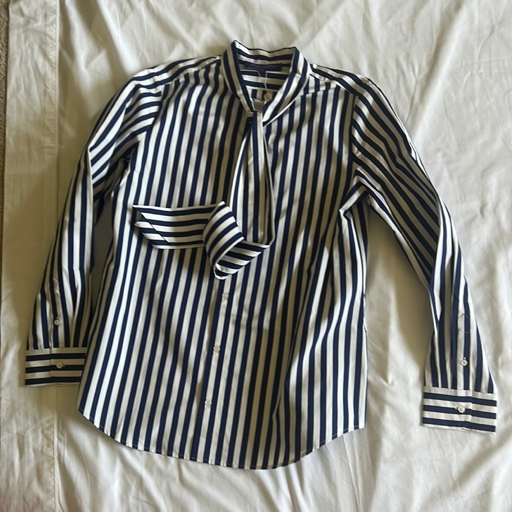 Polo Ralph Lauren Womens Purple Label Front Tie Shirt